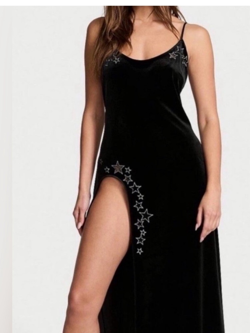 Victoria’s Secret velvet dress gown maxi star midnights small s slit